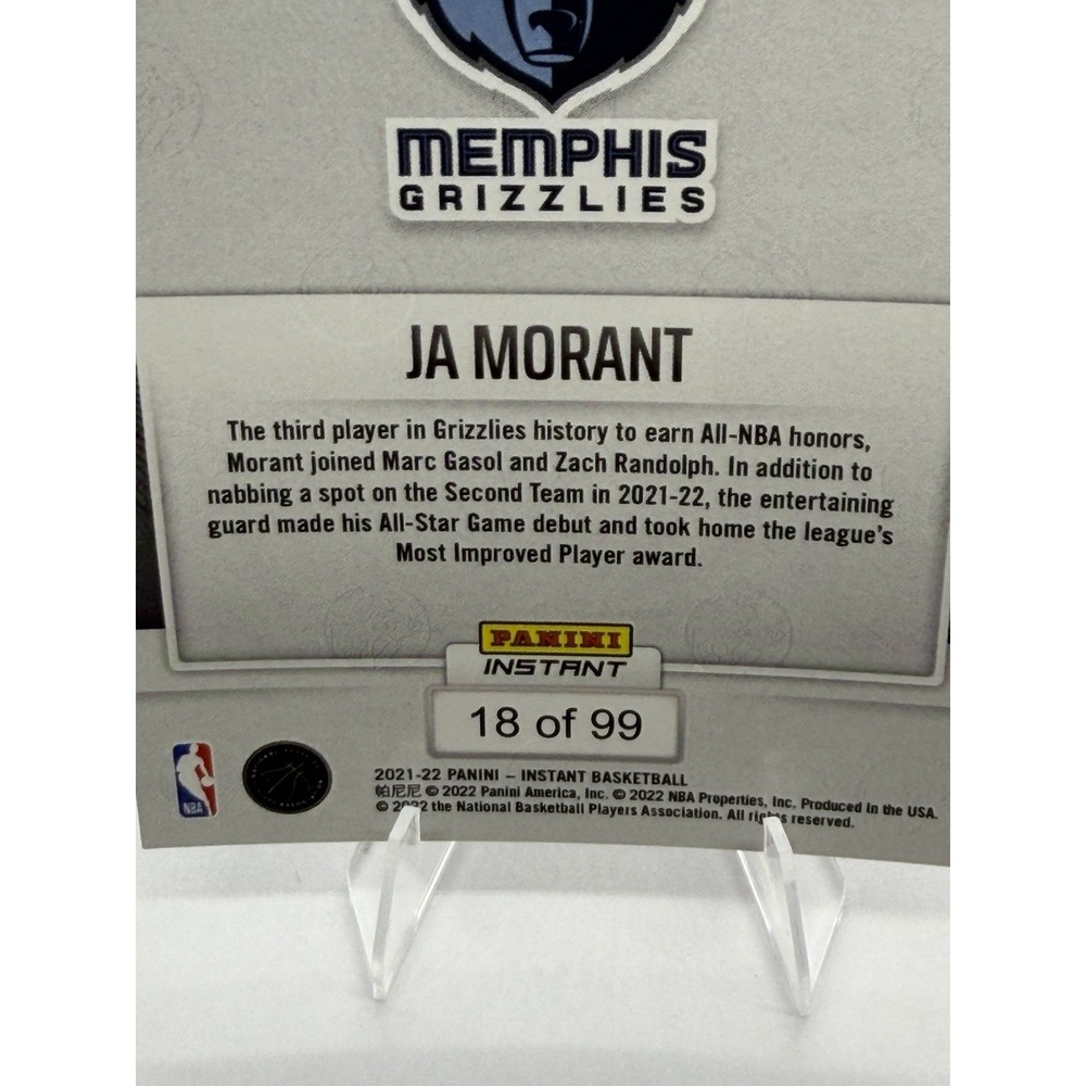 2021-22 Panini Instant Ja Morant All-NBA Second Team Red /99 #280 Grizzlies - Picture 6 of 6